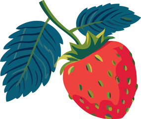 Bright red strawberry with green leaves on a white background captures the essence of fresh summer fruit
