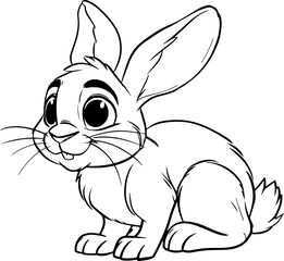 Vector isolated illustration of a cartoon rabbit coloring page.