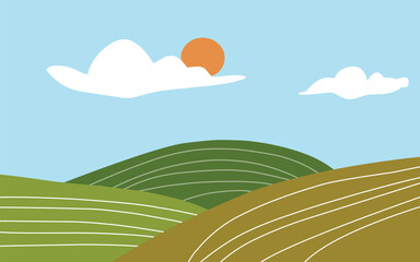 Fototapeta premium Hills landscapes illustration vector design flat (20250603035604).eps