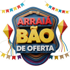 3d stamp arraiá bão de ofertas transparent background generated by AI