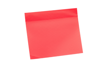 A vibrant red sticky note icon with a flat design and subtle shadow, perfect for highlighting important notes or urgent tasks in productivity tools or creative software, on transparent background 