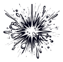 Engaging Hand-Drawn Modern Illustration of a Dynamic Explosion Effect