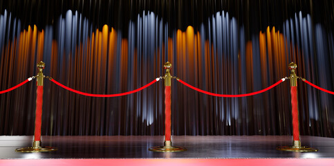 golden barrieres front of a black cutrains background, vip Concept
