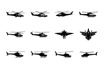 Set of Modern  Helicopter Vector 