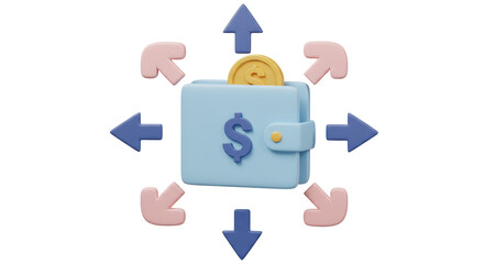 Isolated Wallet with Arrows