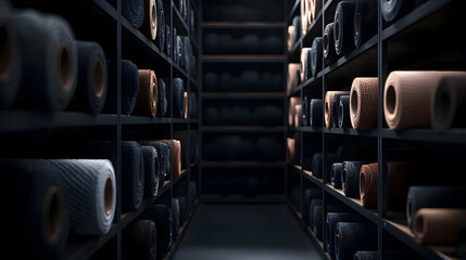 Dark Industrial Storage Warehouse Interior Design