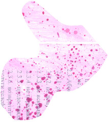 Artistic abstract collage clipart with cutout texture paper shape in pink color. Acrylic mixed media modern application for design and scrapbooking