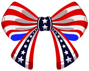 America Patriotic Bow with Stars and Stripes