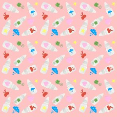 Cute Repeating Dropper Bottle Pattern – Kawaii Pastel Digital Art