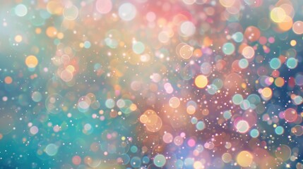 Colorful bokeh lights with dreamy soft focus effect on gradient festive abstract background. Decoration banner