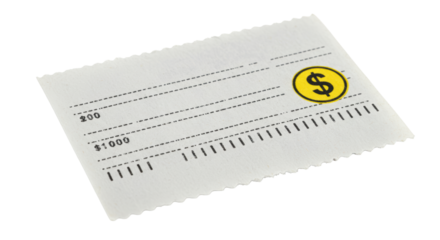 Isolated Blank White Voucher Stub with Dollar Sign and Perforated Edge for Discount or Payment