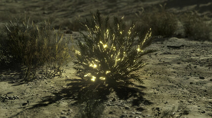 Glowing Plant In Desert Landscape