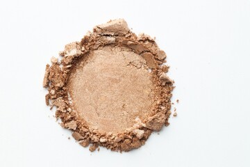 Sample of beautiful eyeshadow on white background, top view