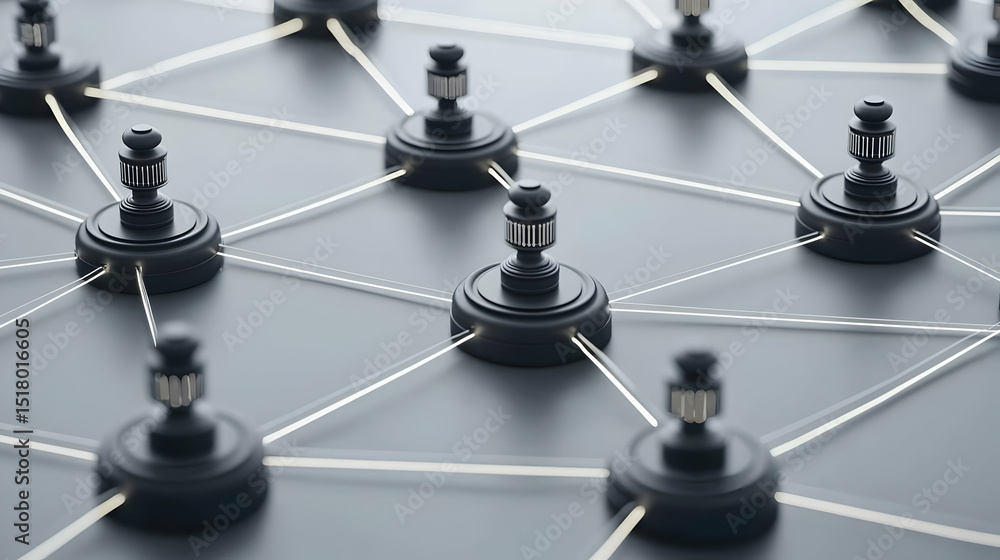 Wall mural abstract network design with connected nodes