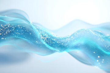 Abstrakter blauer Lichtfluss mit glitzernden Partikeln
