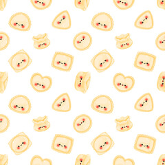 kawaii stuffed pasta ravioli pattern