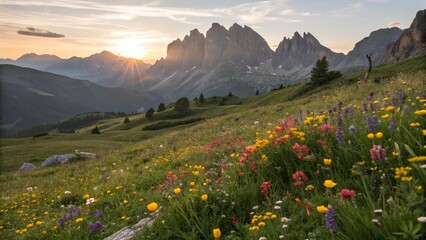 alpine meadow with flowers
