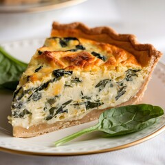 A high detail image of a quiche slice with golden crust and creamy interior – quiche wallpaper – bakery wallpaper – quiche image

