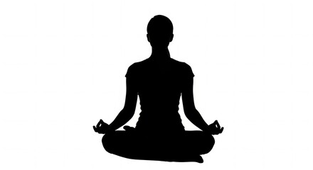Silhouette of person meditating for peace in solitude