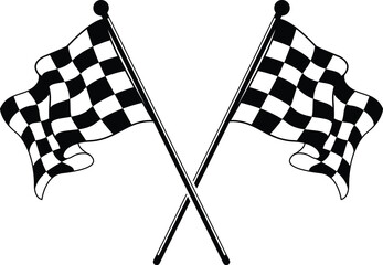 crossed checkered pattern car racing flag Finnish line flag vector file  - obrazy, fototapety, plakaty
