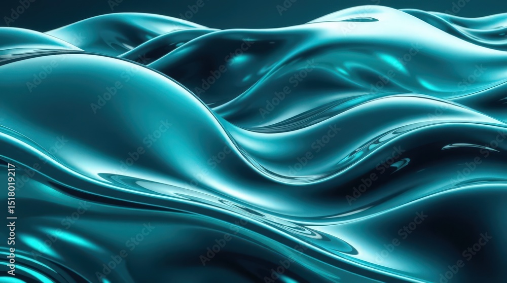 Aufkleber waves of shimmering teal water undulate in a tranquil setting illuminated by soft light