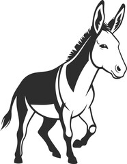  Icon of a donkey silhouette with big ears and a beautiful mane, donkey icon in black color.