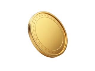 Shiny gold coin with smooth surface and decorative edge reflects light beautifully, symbolizing wealth and prosperity