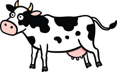 Simple Farm Animal Illustration with Pink Udder