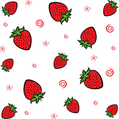  Strawberry seamless background. Good for textile fabric design, wrapping paper, website wallpapers, textile, wallpaper and apparel. Pattern seamless fruit. Vector summer design for for any purposes.