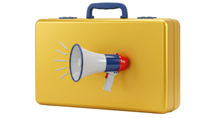 Isolated Briefcase with Megaphone