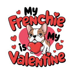 Adorable French Bulldog Valentine Design Cute Frenchie Holding Heart with Love Symbols for Dog Lovers and Romantic Gift Ideas