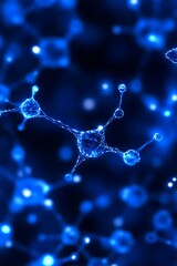 Obraz premium Abstract network of glowing blue molecules