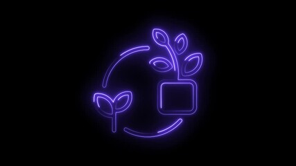 Neon plant cycle animation for sustainable business and eco friendly practices