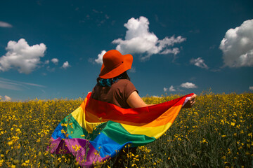 Rainbow, parade and lgbt awareness, inclusion and celebrate with sexuality