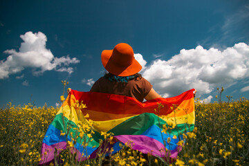 Rainbow, parade and lgbt awareness, inclusion and celebrate with sexuality