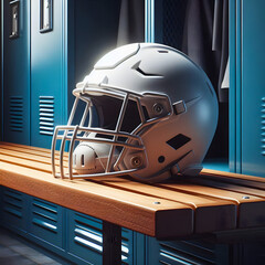 helmet on the bench in the locker room
Highly detailed 3D rendering of a football helmet placed on a bench in the locker room