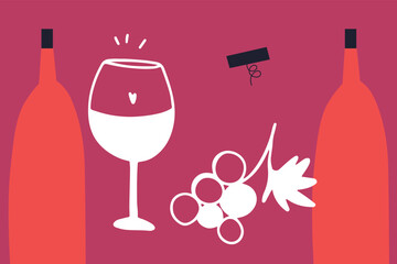Wine. Restaurant. Line art, vector	