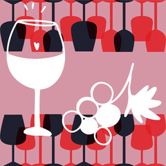 Wine. Restaurant. Line art, vector	