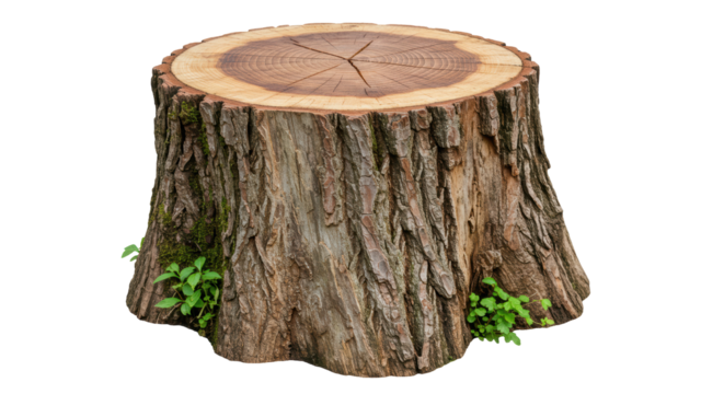 Isolated Tree Stump with Greenery