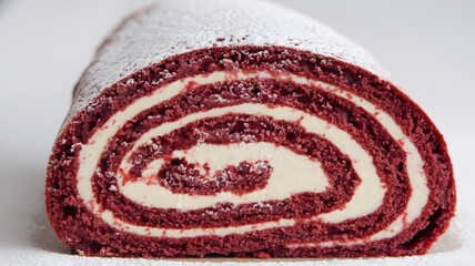 A rolled sponge roulade slice in sharp detail on white – roulade wallpaper – bakery wallpaper – roulade image

