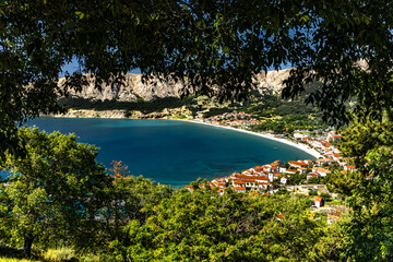 Tourist trail leading from Baska to the cemetery and to the Church of St. John,