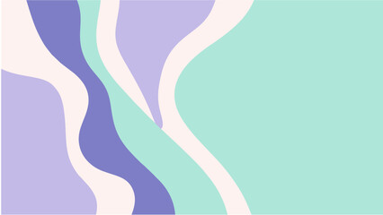 Abstract Pastel Wave Background  Fluid Shapes in Purple, Mint Green, and White