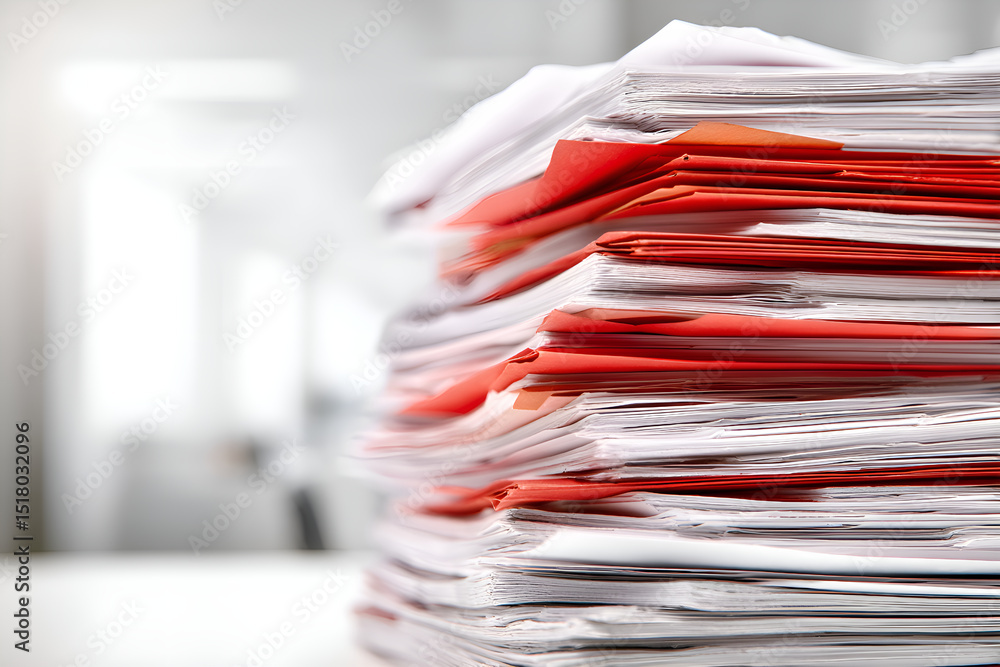 Poster stack of documents and folders creating office clutter