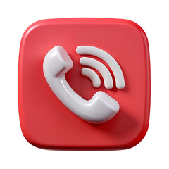 3D Phone Call Icon with Signal Waves on Rounded Background