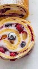 A delicious roulade slice captured in high detail on a clean white background – roulade wallpaper – bakery wallpaper – roulade image

