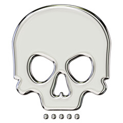 Chrome Skull Silhouette – 3D Render on Transparent Background
