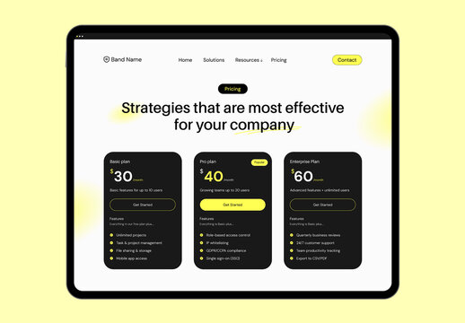 Modern Website UI Subscription Pricing Plan Design Layout
