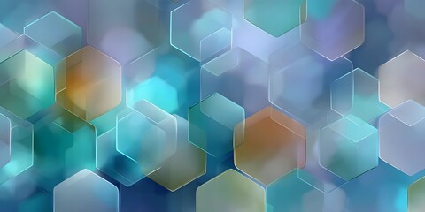 Abstract: interlocking, slightly transparent geometric polygons in cool blues, teals, grays. Subtle gradients, digital grain. Soft light. Space on right third. Modern, clean.