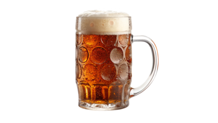 Refreshing Mug of Amber Beer Oktoberfest isolated on transparent background