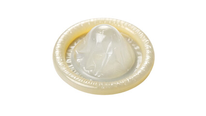 Single latex condom isolated on transparent background